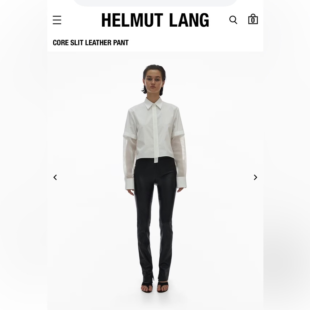 Helmut Lang Black Core Slit Leather Pants